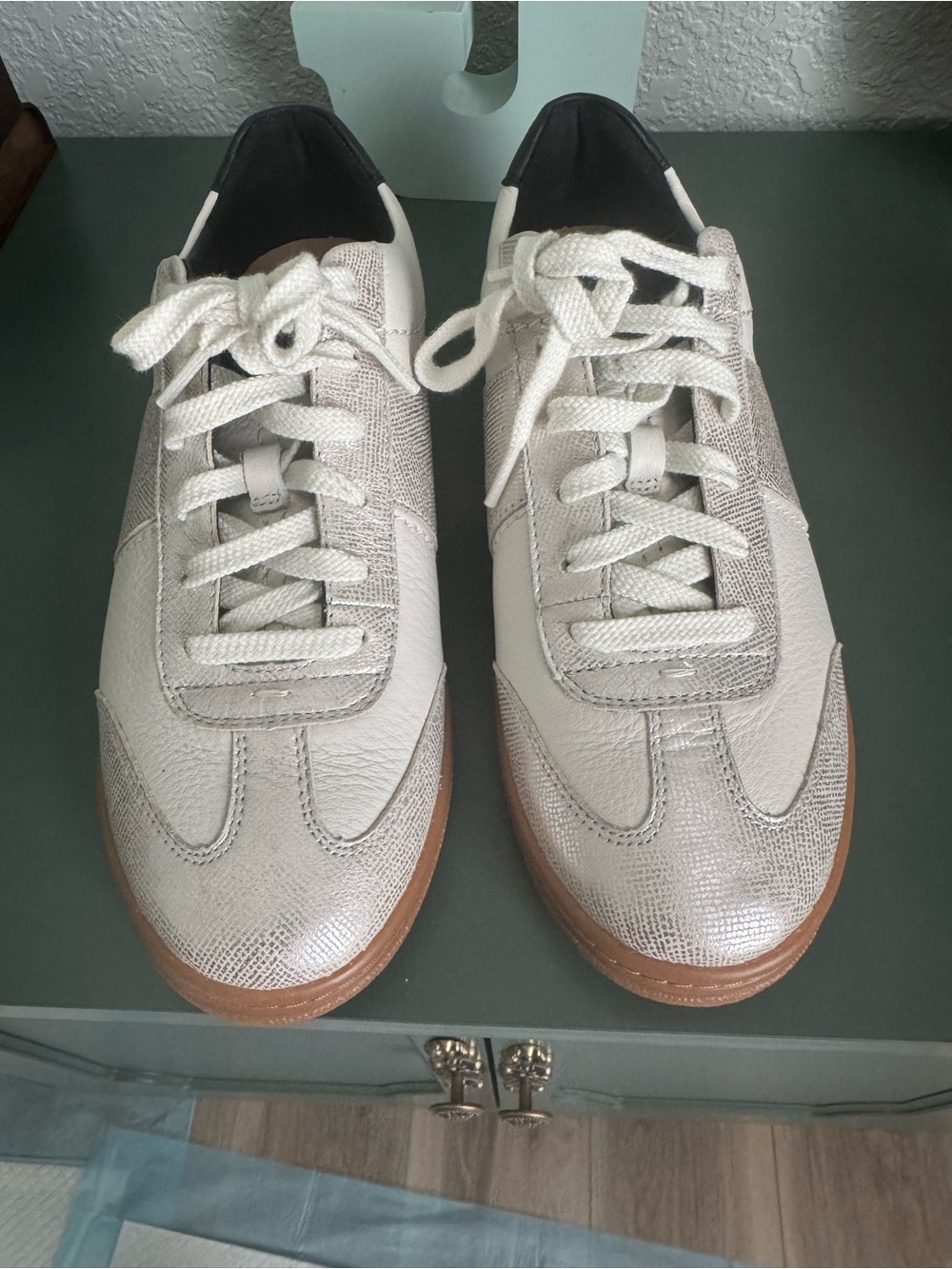 Clarks Cream, White and Brown Women's Lace-Up Sneakers